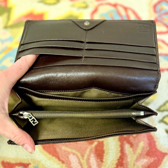 FENDI Vintage Zucca Canvas Leather Long Brown Wallet - Picture 10 of 16